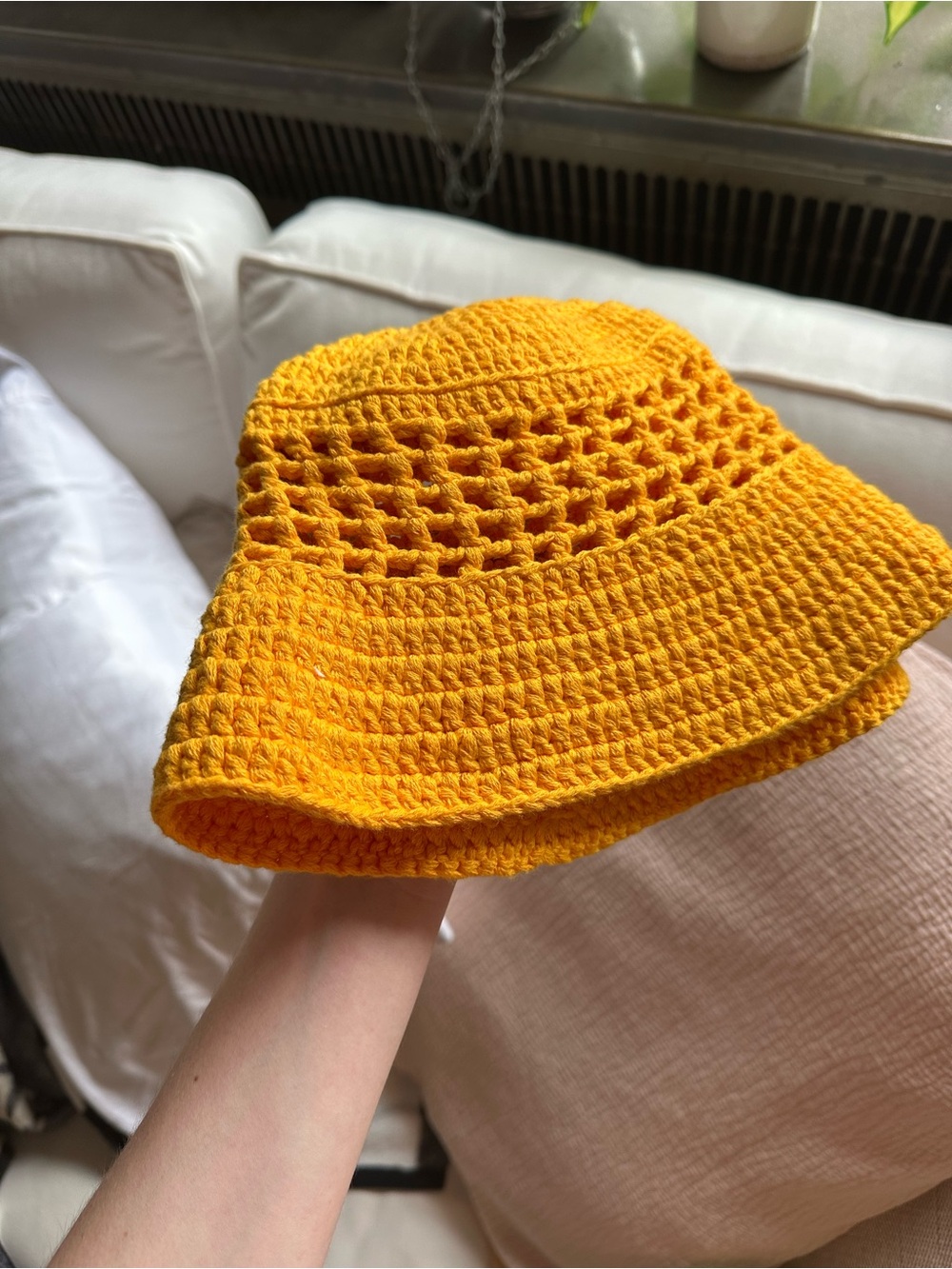 SOLID & STRIPED Yellow Crocheted Bucket Hat